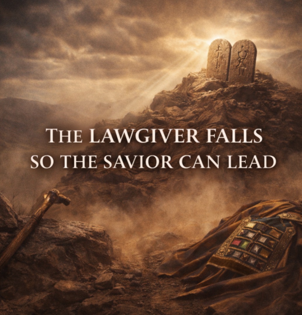 THE LAWGIVER FALLS SO THE SAVIOR CAN LEAD 